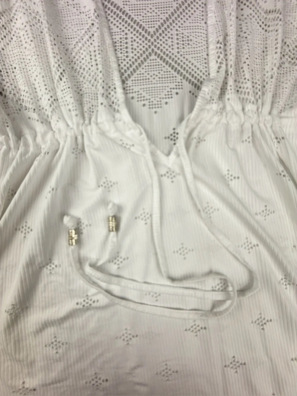 Dotti White Crochet Drawstring Swim Coverup